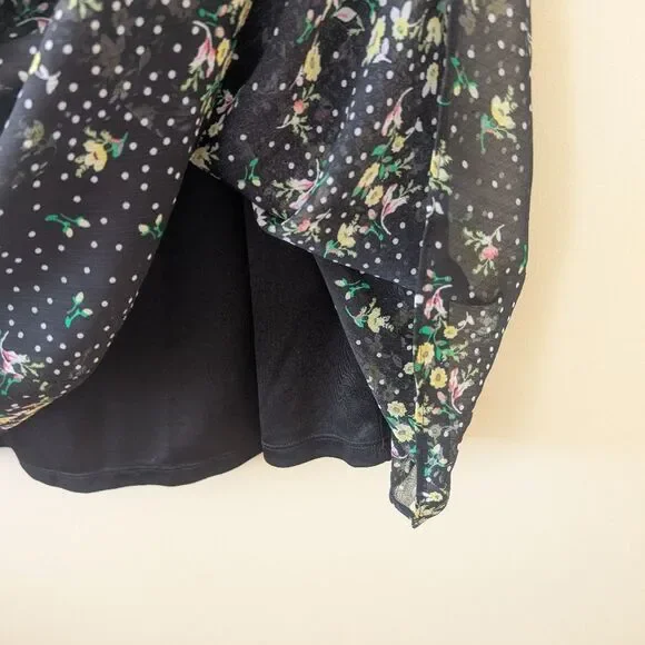 DKNY Floral-Print Tie-Neck Shift Dress Black Multi Size 14 - Picture 6 of 9